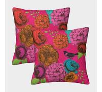 NGGADIWEG Colorful Flowers And Bird 3D Con Stampa Di Cuscini Divano Moderni Decorativi Quadrati Copricuscini Set Di 2 per Casa Soggiorno Camera Da Letto 40x40cm