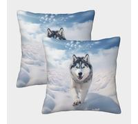 NGGADIWEG Husky 3D Con Stampa Di Cuscini Divano Moderni Decorativi Quadrati Cuscino Set Di 2 Per Salotto Moderno Cerniera Invisibile Per Camera Da Letto 40x40cm
