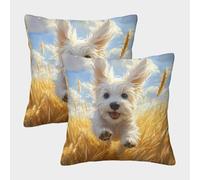 NGGADIWEG Maltese Dog 3D Con Stampa Di Cuscini Divano Moderni Decorativi Quadrati Cuscino 2 Pack Con Cerniera Invisibile, Per Camera Da Letto Soggiorno Ufficio 40x40cm