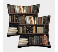 NGGADIWEG Modern Library Design-biophilic Interior Style Federa 3D Stampata Per Studenti Lavabile in Lavatrice Traspirante Morbida Protettiva Per Dormitorio Universitario Letto Viaggio 40x40cm