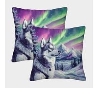 NGGADIWEG Siberian Husky 3D Con Stampa Di Cuscini Divano Moderni Decorativi Quadrati Copricuscini Set Di 2 Con Cerniera Invisibile, Per Camera Da Letto Soggiorno Ufficio 50x50cm