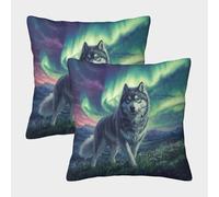 NGGADIWEG Siberian Husky 3D Con Stampa Di Cuscini Divano Moderni Decorativi Quadrati Copricuscini Set Di 2 per Casa Soggiorno Camera Da Letto 50x50cm