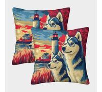 NGGADIWEG Siberian Husky 3D Con Stampa Di Cuscini Divano Moderni Decorativi Quadrati Cuscino Set Di 2 per Casa Soggiorno Camera Da Letto 45x45cm