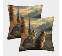NGGADIWEG Siberian Husky 3D Con Stampa Di Cuscini Divano Moderni Decorativi Quadrati Cuscino Set Di 2 Con Cerniera Invisibile, Per Camera Da Letto Soggiorno Ufficio 45x45cm