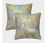 NGGADIWEG Stag in The Forest 3D Con Stampa Di Cuscini Divano Moderni Decorativi Quadrati Copricuscini Set Di 2 Con Cerniera Invisibile, Per Camera Da Letto Soggiorno Ufficio 40x40cm