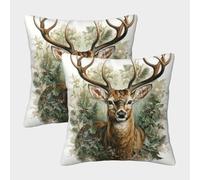 NGGADIWEG Stag in The Forest 3D Con Stampa Di Cuscini Divano Moderni Decorativi Quadrati Copricuscini Set Di 2 Con Cerniera Invisibile, Per Camera Da Letto Soggiorno Ufficio 40x40cm
