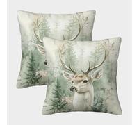 NGGADIWEG Stag in The Forest 3D Con Stampa Di Cuscini Divano Moderni Decorativi Quadrati Copricuscini Set Di 2 Giardino Balcone Arredo Decorativi Soggiorno Camera Da Letto Accessori 40x40cm