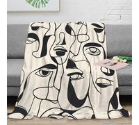 NGGADIWEG stampa 3D abstract faces coperta microfibra biancheria da letto non perde pelo plaid da letto soffice e caldo anti-pilling per uso in camera da letto modern line arte 80×90inch(200x230cm)