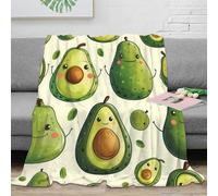 NGGADIWEG stampa 3D Avocado cartoon plaid in pile microfibra biancheria da letto morbido coperta in pile anti-pilling per giovani amanti delle serie tv Kawaii food illust 50x60inch(127x152cm)