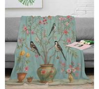 NGGADIWEG stampa 3D Birds in Bloom coperta da camera da letto biancheria da letto morbida plaid da camera caldo e soffice lavabile in lavatrice per riposo notturno Botanical arte 80×90inch(200x230cm)