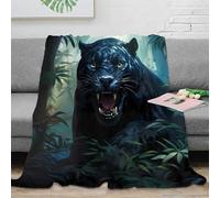 NGGADIWEG stampa 3D black panther roar coperta in pile microfibra biancheria da letto morbida e calda plaid versatile anti-pilling per regali di ogni occasione wild jungle arte 80×90inch(200x230cm)