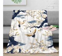 NGGADIWEG stampa 3D blossoms birds coperta da viaggio microfibra biancheria da letto morbida coperta da riposo calda e soffice anti-pilling per relax in viaggio oriental ink 70×80inch(180x200cm)