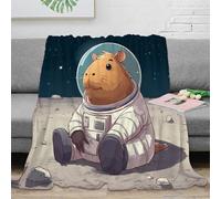 NGGADIWEG stampa 3D Capybara in space coperta da letto microfibra biancheria da letto anti-pilling plaid da letto morbido per giovani single cartoon astronaut 80×90inch(200x230cm)