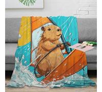 NGGADIWEG stampa 3D Capybara sailing coperta da ufficio microfibra biancheria da letto non perde pelo coperta da riposo calda per giovani in pausa lavoro cartoon adventure 60x80inch(150x200cm)