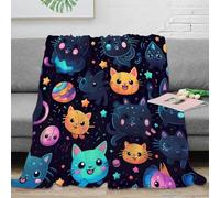 NGGADIWEG stampa 3D Carino cats coperta microfibra biancheria da letto compatta e morbida coperta da viaggio leggera per studenti in trasferta cartone animato space theme 50x60inch(127x152cm)