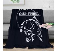 NGGADIWEG stampa 3D Carp Fishing coperta da viaggio microfibra biancheria da letto compatta coperta da viaggio morbida per regali per chi viaggia per lavoro Stylized Fish arte 50x60inch(127x152cm)