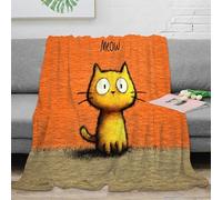 NGGADIWEG stampa 3D cat drawing coperta da ufficio microfibra biancheria da letto morbida plaid da ufficio caldo per giovani professionisti cartone animato animal 70×80inch(180x200cm)