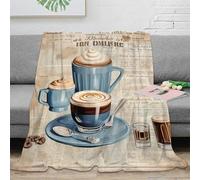 NGGADIWEG stampa 3D Coffee drinks coperta da pisolino microfibra biancheria da letto lavabile coperta da ufficio morbida per giovani lavoratori smart working vintage café 80×90inch(200x230cm)