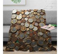 NGGADIWEG stampa 3D coin collection coperta da letto microfibra biancheria da letto soffice coperta da divano lavabile per regalo di inaugurazione casa currency design 40x50inch(100x130cm)