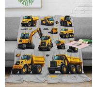 NGGADIWEG stampa 3D Construction machinery coperta da letto microfibra biancheria da letto compatta coperta da camera da letto morbida per regali per studenti Yellow heavy 50x60inch(127x152cm)