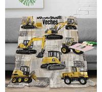 NGGADIWEG stampa 3D Construction machinery coperta microfibra biancheria da letto anti-pilling e calda plaid compatto per giovani in trasferte lavorative Yellow heavy 50x60inch(127x152cm)