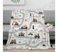 NGGADIWEG stampa 3D Construction trucks coperta microfibra biancheria da letto compatta e morbida coperta da viaggio leggera per regali per amici viaggiatori bambini room decor 70×80inch(180x200cm)