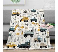 NGGADIWEG stampa 3D Construction vehicles coperta in pile microfibra biancheria da letto compatta coperta da pisolino morbida per studenti in residenza universitaria cartoon kids 50x60inch(127x152cm)