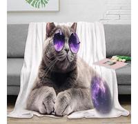 NGGADIWEG stampa 3D Cool cat sunglasses coperta in pile microfibra biancheria da letto calda coperta per aria condizionata leggera per regali estivi Cosmic pet fashion 40x50inch(100x130cm)