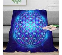 NGGADIWEG stampa 3D Cosmic Flower coperta in pile microfibra biancheria da letto non perde pelo coperta da letto calda per giovani in camera da letto Neon Sacred Geometry 60x80inch(150x200cm)