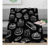 NGGADIWEG stampa 3D dessert sketches coperta in pile microfibra biancheria da letto lavabile plaid in pile anti-pilling per studenti universitari hand drawn sweet treats 60x80inch(150x200cm)