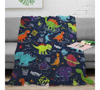 NGGADIWEG stampa 3D Dinosaurs space coperta da ufficio microfibra biancheria da letto traspirante plaid da ufficio anti-pilling per giovani in ufficio moderno cartoon kids design 40x50inch(100x130cm)