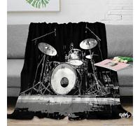 NGGADIWEG stampa 3D drum set coperta in pile microfibra biancheria da letto calda coperta per aria condizionata leggera per uffici giovanili black and bianco arte 40x50inch(100x130cm)