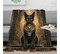 NGGADIWEG stampa 3D Egyptian cat coperta da viaggio microfibra biancheria da letto leggera e morbida plaid da viaggio compatto anti-pilling per viaggi mitico sacred 60x80inch(150x200cm)