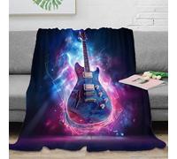 NGGADIWEG stampa 3D Electric guitar coperta in pile microfibra biancheria da letto non perde pelo plaid in pile morbido e caldo lavabile in lavatrice per casa Neon rock 40x50inch(100x130cm)