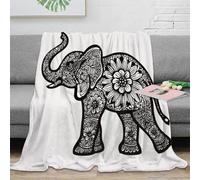 NGGADIWEG stampa 3D Elephant tattoo coperta da divano microfibra biancheria da letto non perde pelo coperta da relax morbida per giovani in serate relax Floral mandala arte 40x50inch(100x130cm)