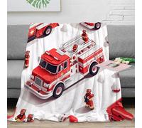 NGGADIWEG stampa 3D Fire truck scena coperta da letto microfibra biancheria da letto compatta coperta da camera da letto morbida per regali per studenti Isometric cartoon 70×80inch(180x200cm)