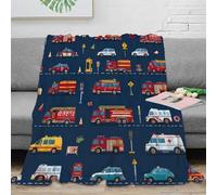 NGGADIWEG stampa 3D Fire trucks coperta in pile microfibra biancheria da letto lavabile in lavatrice plaid in pile morbido per studenti universitari Vector cartone animato 70×80inch(180x200cm)