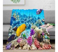NGGADIWEG stampa 3D fish scena coperta per aria condizionata microfibra biancheria da letto morbida coperta per estate leggera per regali per vacanze estive Tropical reef 80×90inch(200x230cm)
