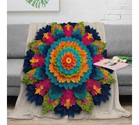 NGGADIWEG stampa 3D Floral Mandala coperta da letto microfibra biancheria da letto compatta coperta da camera da letto morbida per regali per studenti Vibrant arte Decor 40x50inch(100x130cm)