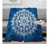 NGGADIWEG stampa 3D Floral Mandala coperta da ufficio microfibra biancheria da letto anti-pilling coperta da riposo calda per regali per professionisti impegnati Blue arte 40x50inch(100x130cm)