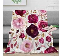 NGGADIWEG stampa 3D FloralPattern coperta in pile microfibra biancheria da letto traspirante plaid in pile morbido per regali per amanti del comfort WatercolorRosesStyle 40x50inch(100x130cm)