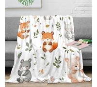 NGGADIWEG stampa 3D forest animals coperta da letto microfibra biancheria da letto compatta coperta da camera da letto morbida per regali per studenti Watercolor baby 60x80inch(150x200cm)
