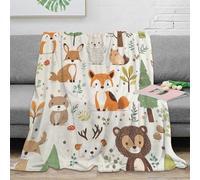 NGGADIWEG stampa 3D Forest animals coperta microfibra biancheria da letto morbida e calda plaid traspirante anti-pilling per uso domestico Carino cartone animato 70×80inch(180x200cm)