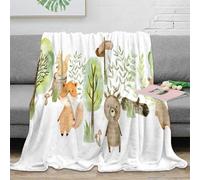 NGGADIWEG stampa 3D Forest animals coperta termica microfibra biancheria da letto morbida plaid termico lavabile per regali di festa Watercolor woodland 40x50inch(100x130cm)