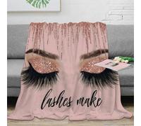 NGGADIWEG stampa 3D glitter lashes coperta da ufficio microfibra biancheria da letto elegante coperta da riposo morbida per regali per lavoratori beauty glam 40x50inch(100x130cm)