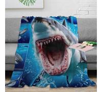 NGGADIWEG stampa 3D GreatSharkAttack coperta da salotto microfibra biancheria da letto non perde pelo plaid da salotto caldo per regali per la casa MarineWildlifeArt 70×80inch(180x200cm)