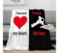 NGGADIWEG stampa 3D heart lock plaid microfibra biancheria da letto morbido e caldo coperta per aria condizionata anti-pilling per regali per amici romantic design 40x50inch(100x130cm)