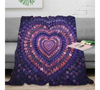NGGADIWEG stampa 3D Heart pattern coperta da divano microfibra biancheria da letto non perde pelo coperta da relax morbida per giovani in serate relax Romantic purple design 40x50inch(100x130cm)