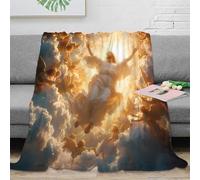 NGGADIWEG stampa 3D Heavenly ascension coperta da salotto microfibra biancheria da letto morbida e calda plaid da salotto soffice e non perde pelo per soggiorno Religious divine 60x80inch(150x200cm)