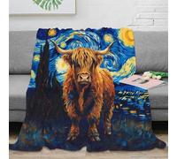 NGGADIWEG stampa 3D Highland cow coperta termica microfibra biancheria da letto leggera plaid termico non perde pelo per giovani in inverno Starry night 60x80inch(150x200cm)